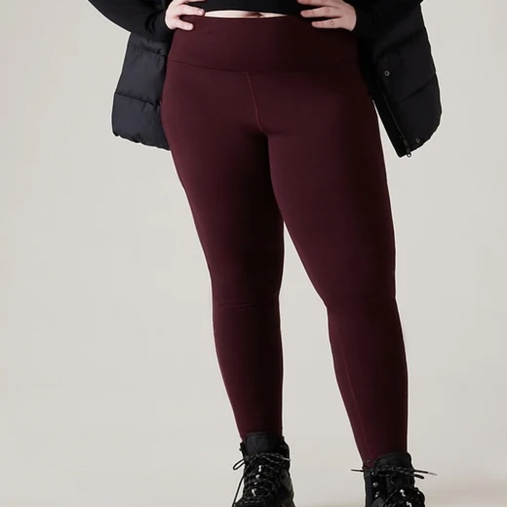 ATHLETA HIGH RISE POLARTEC® POWER STRETCH® TIGHT-CABERNET